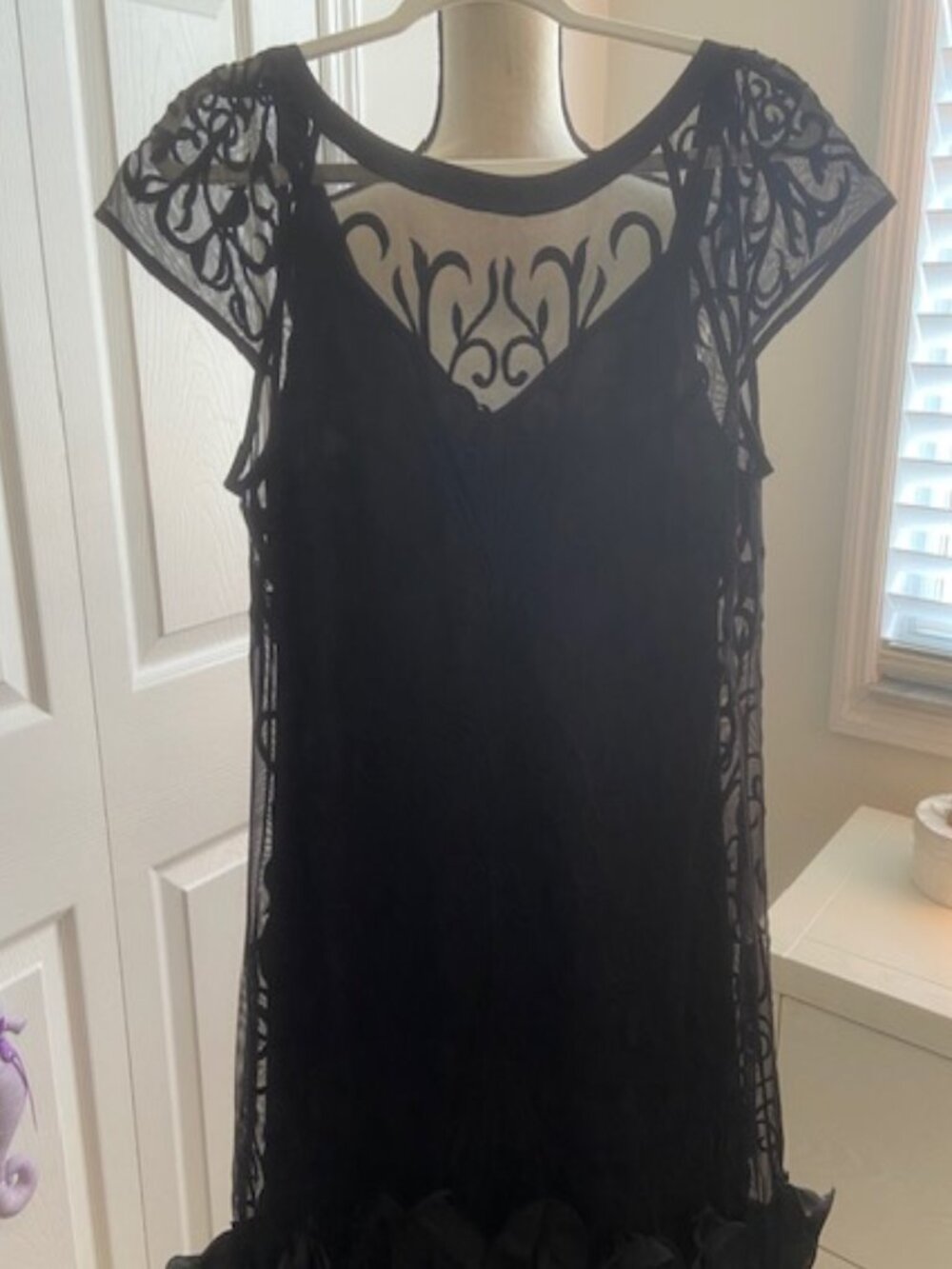 Perfect LBD - Guess Black Lacy/ruffle hem Size 10 - worn lovingly once